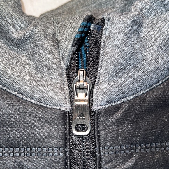 Adidas Men’s full zip jacket grey Medium zippered pockets collared neck logo - Picture 4 of 9